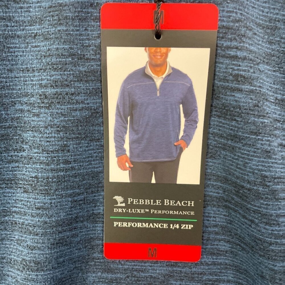 NEW Pebble Beach Men's M Dry-Luxe Performance 1/4 Zip Pullover Sweatshirt Blue - Picture 7 of 8